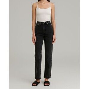Madewell Perfect Vintage Wide-Leg Jeans Black Faded Denim Size 23 High Rise Retr